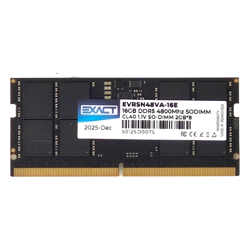 [EVRSN48VA-16E] Memoria Exact DDR5 16GB 4800 MHz 1.1V - Notebook SODIMM - Tray